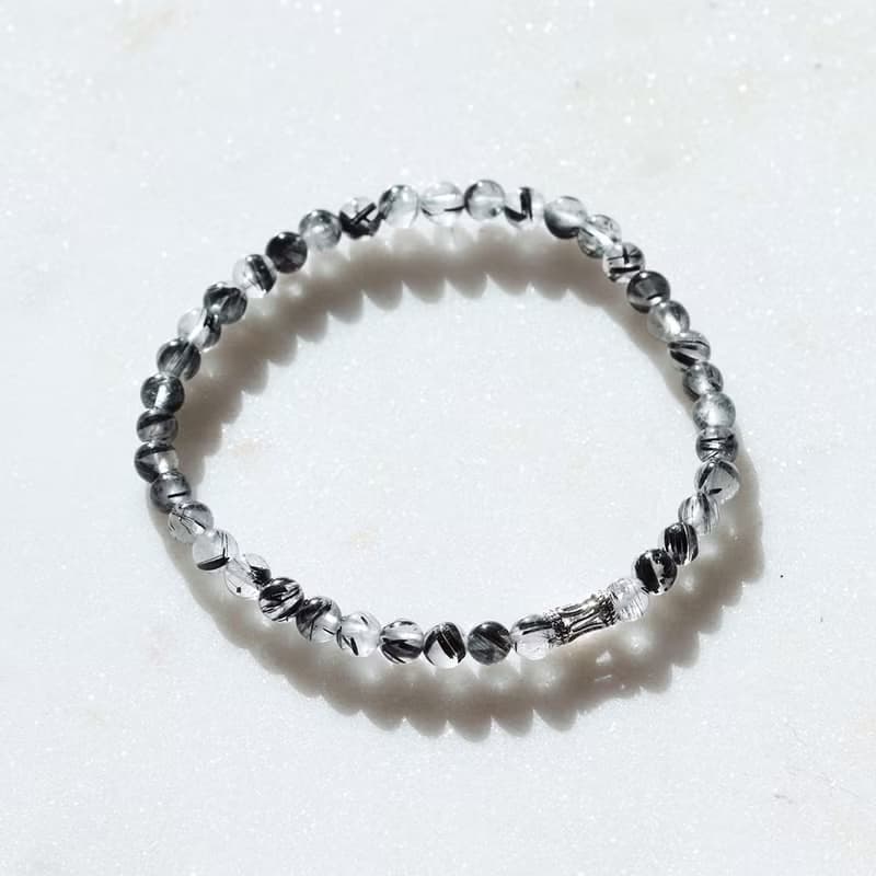 Black Rutilated Quartz 925 Silver Bracelet Powerstone