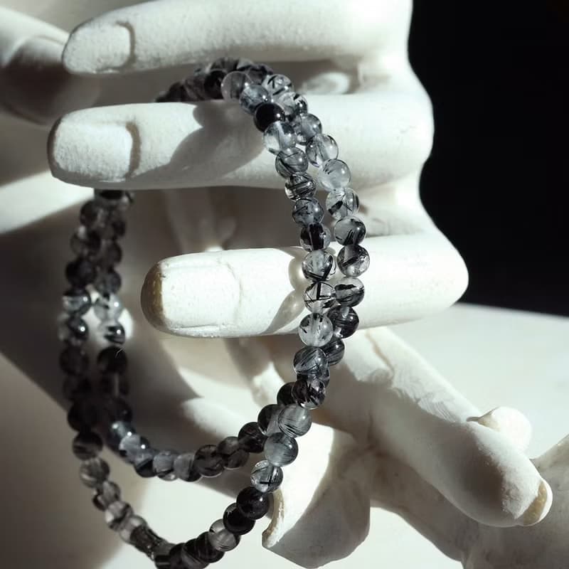 Black Rutilated Quartz 925 Silver Bracelet Powerstone