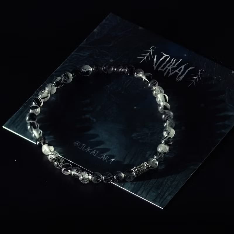 Black Rutilated Quartz 925 Silver Bracelet Powerstone