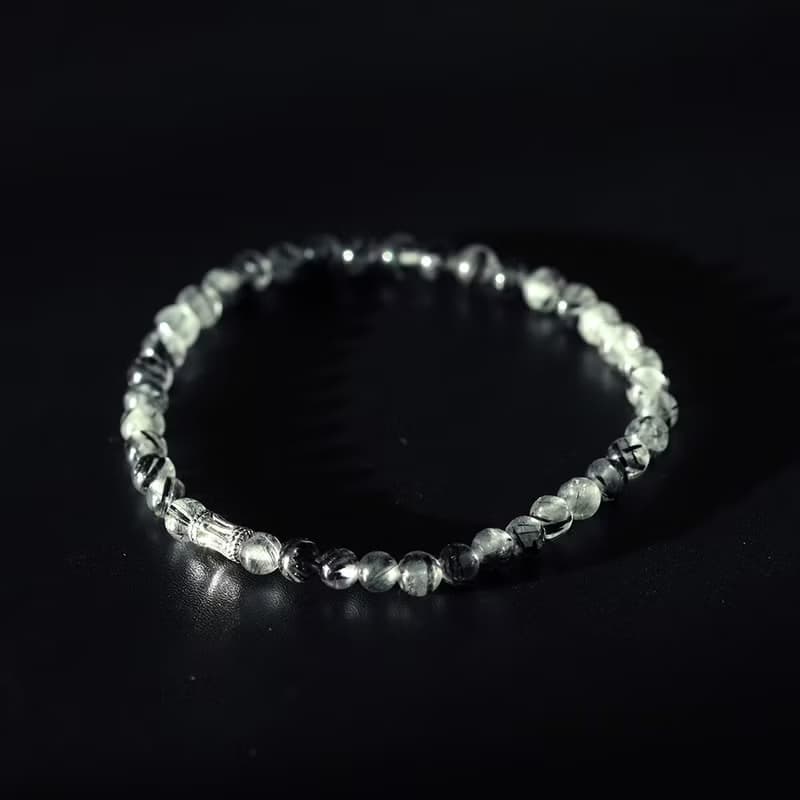 Black Rutilated Quartz 925 Silver Bracelet Powerstone