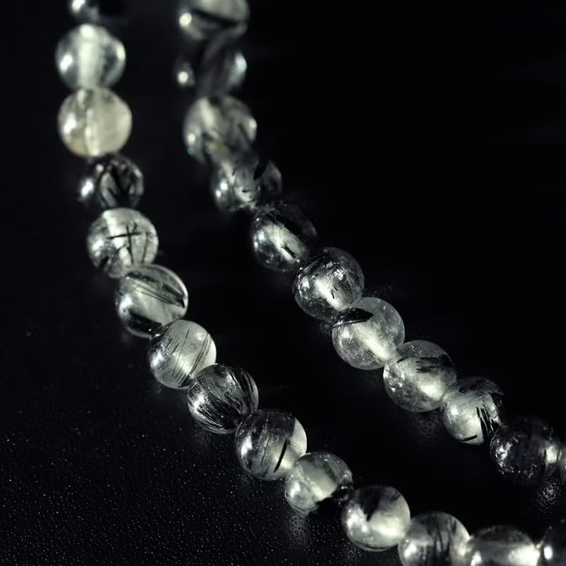 Black Rutilated Quartz 925 Silver Bracelet Powerstone