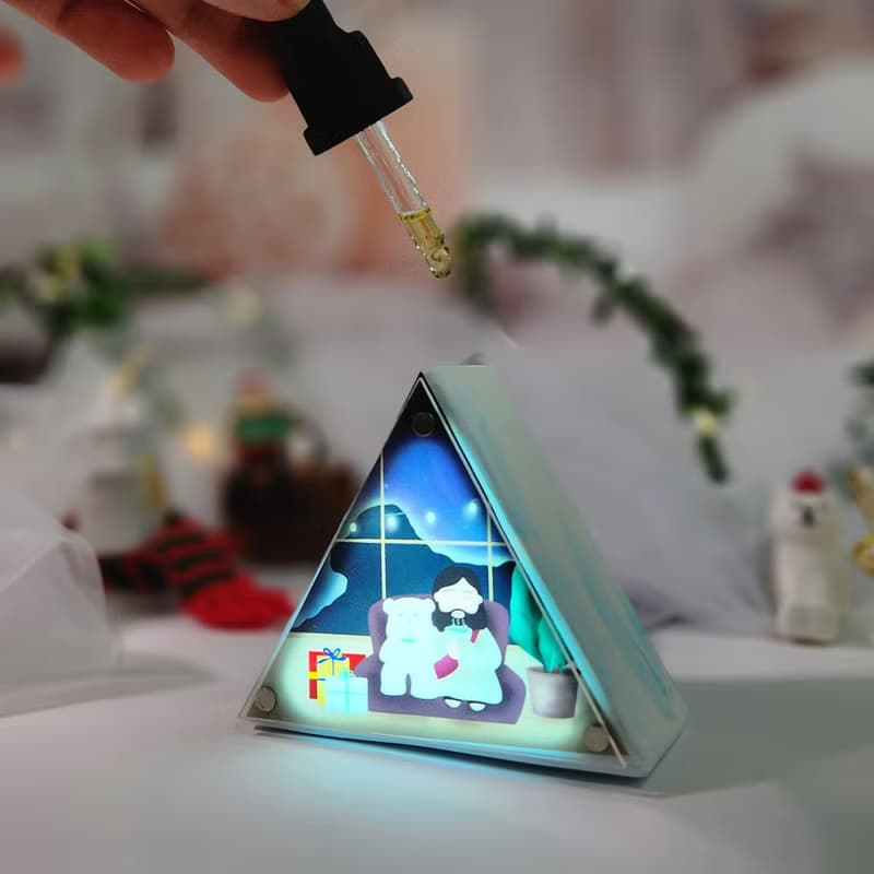 【聖誕禮物】聖誕小白擴香石燈箱/ 三角形款式 / 香味小夜燈