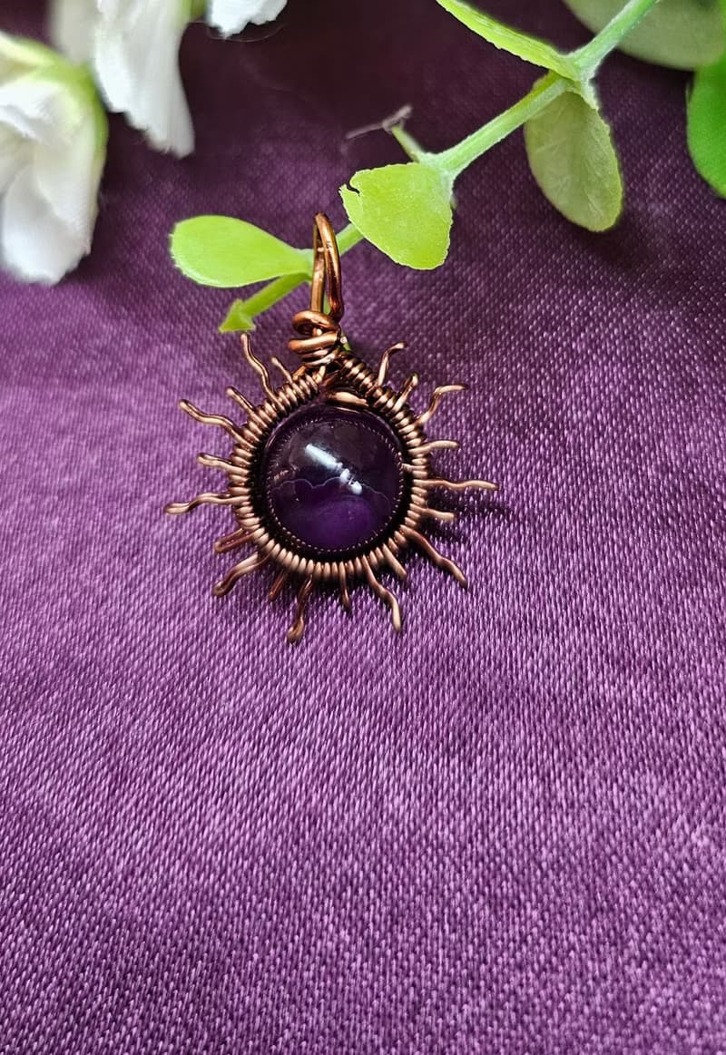 【葉綠舒手作】太陽之輪  /金屬線編織/節日/禮物/飾品/項鍊