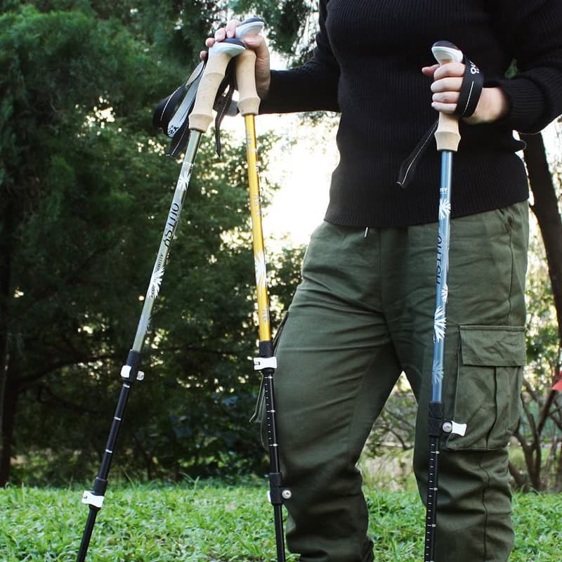 避震極輕三節伸縮外鎖鋁合金雙曜登山杖(三色可選) 交換禮物