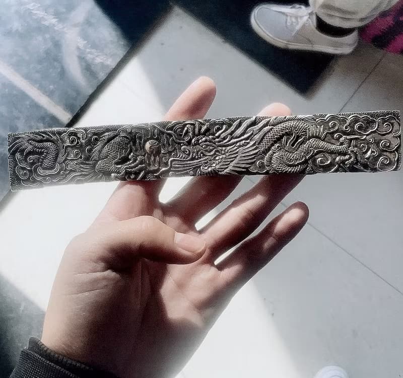 手作純銀滿浮雕復古龍紋手環