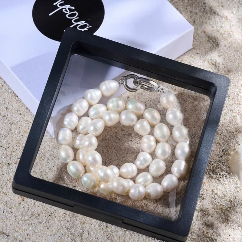 大顆天然白色米型珍珠項鍊 10–11mm 配銀色扣 大氣優雅 紀念日禮
