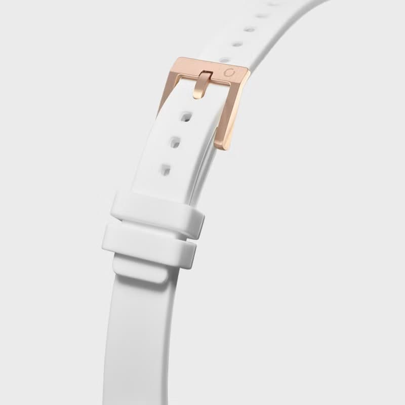 Imperfect Line 玫瑰金白色矽膠錶帶手錶 32mm - 贈送同款皮革錶