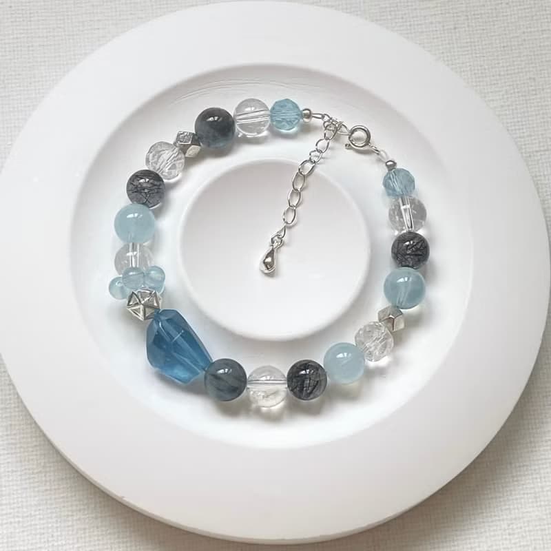 海藍寶隨形。白水晶。地獄之眼海藍寶。黑髮晶