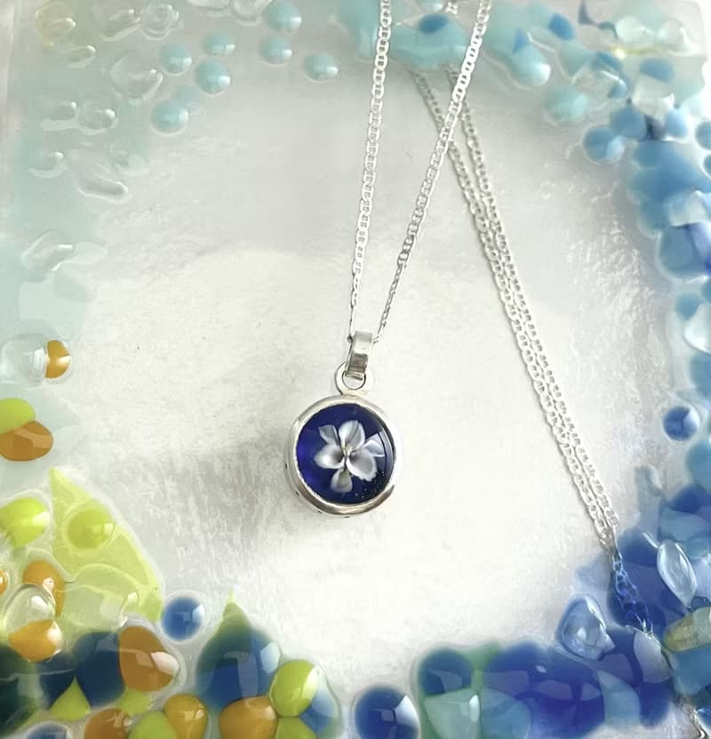 琉璃花純銀項錬 手作金工