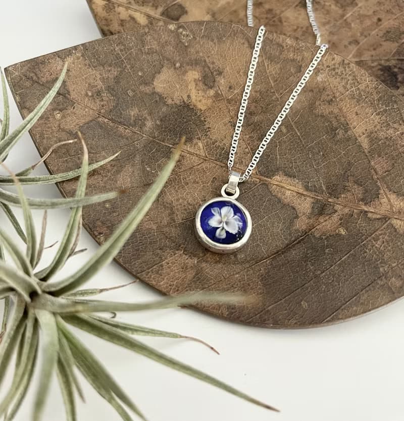 琉璃花純銀項錬 手作金工