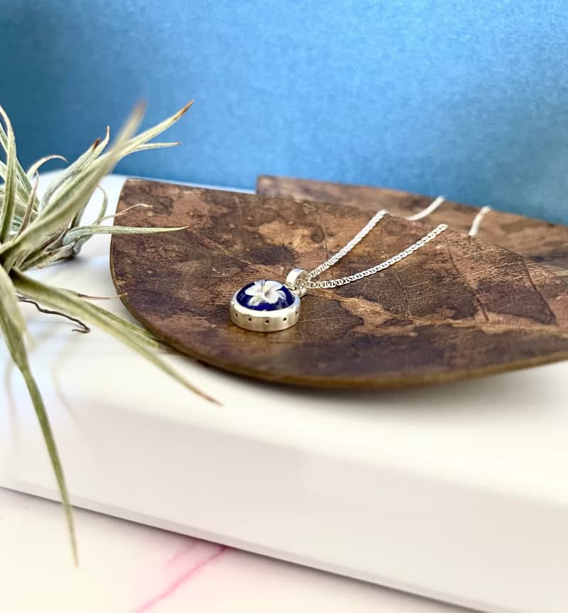 琉璃花純銀項錬 手作金工