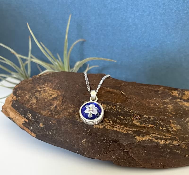 琉璃花純銀項錬 手作金工