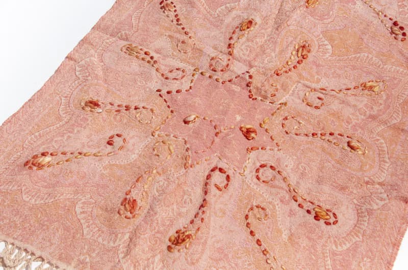 喀什米爾Cashmere/水煮羊毛披肩/針織圍巾/刺繡圍巾/羊絨披巾-花