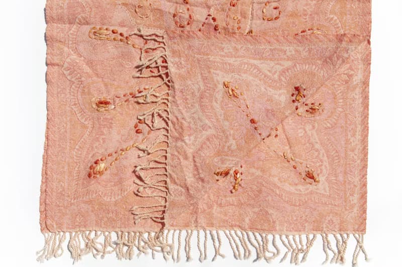 喀什米爾Cashmere/水煮羊毛披肩/針織圍巾/刺繡圍巾/羊絨披巾-花