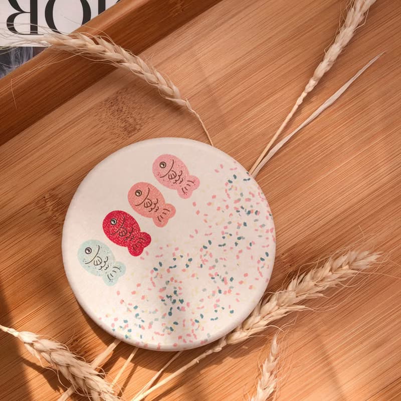 【鯛魚燒】天然珪藻土 吸水杯墊|SGS台灣製造|原色紙盒