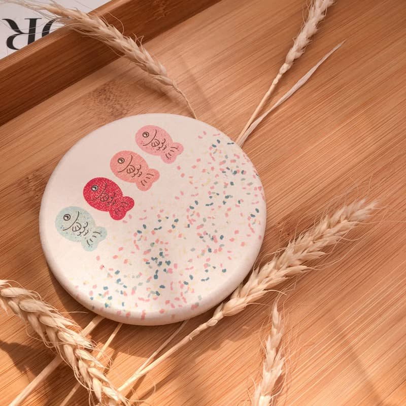 【鯛魚燒】天然珪藻土 吸水杯墊|SGS台灣製造|原色紙盒