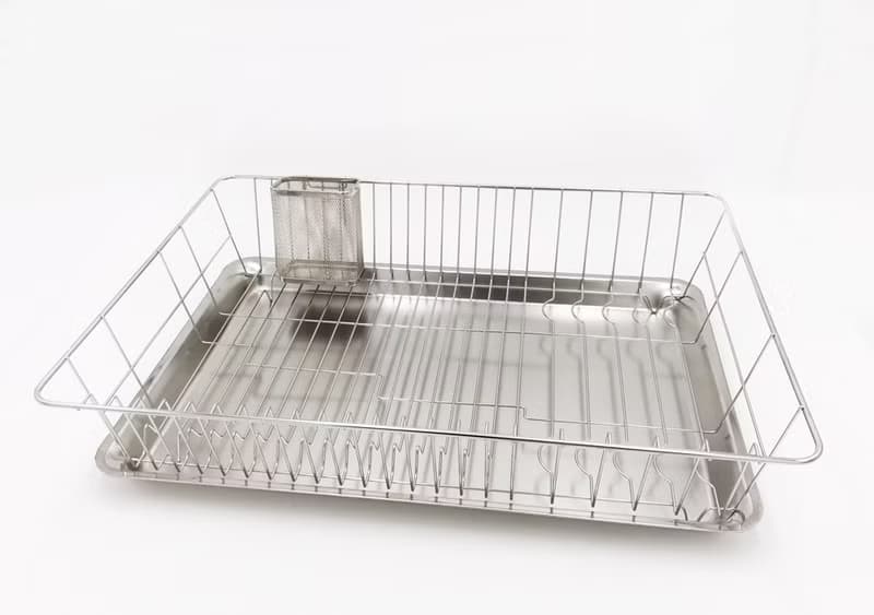 大尺寸設計不鏽鋼網籃附筷子籃 碗盤籃架 瀝水籃架 餐具架 碗籃