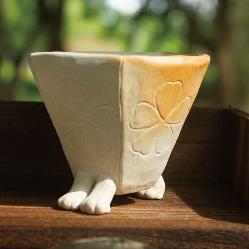 拉布拉豆犬 手捏白瓷盆器 植物器 禮品 禮物