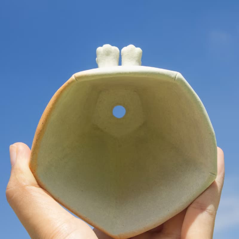 拉布拉豆犬 手捏白瓷盆器 植物器 禮品 禮物