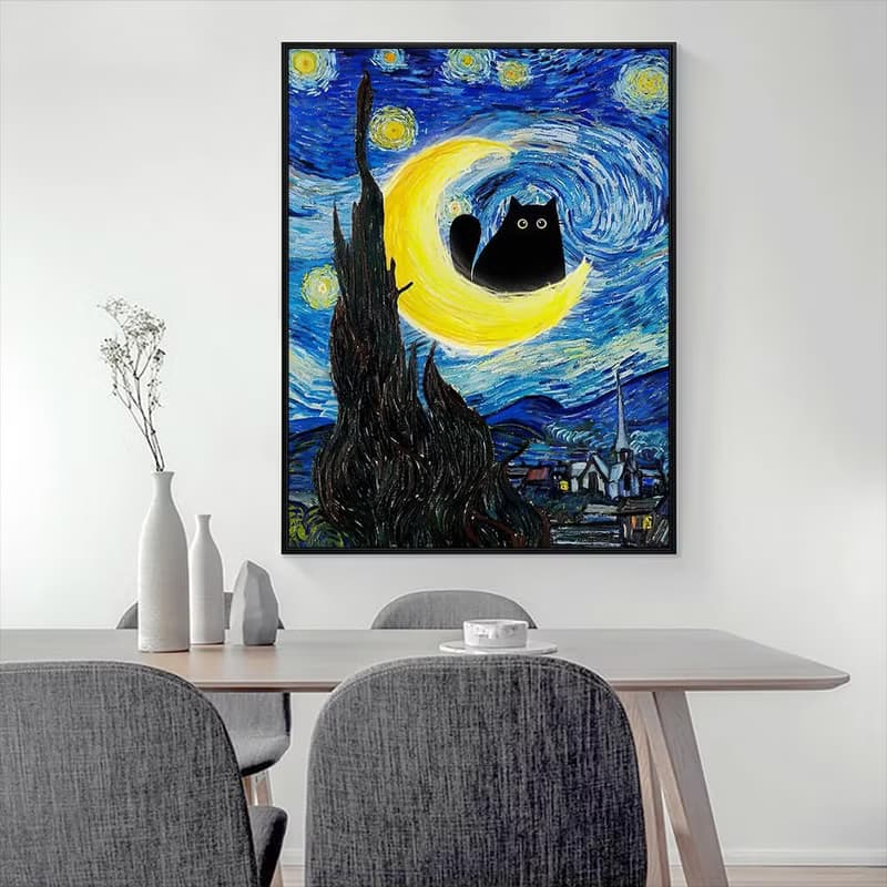 CAT‧星夜_掛畫_動物系列_台灣製造 兩個工作天快速出貨