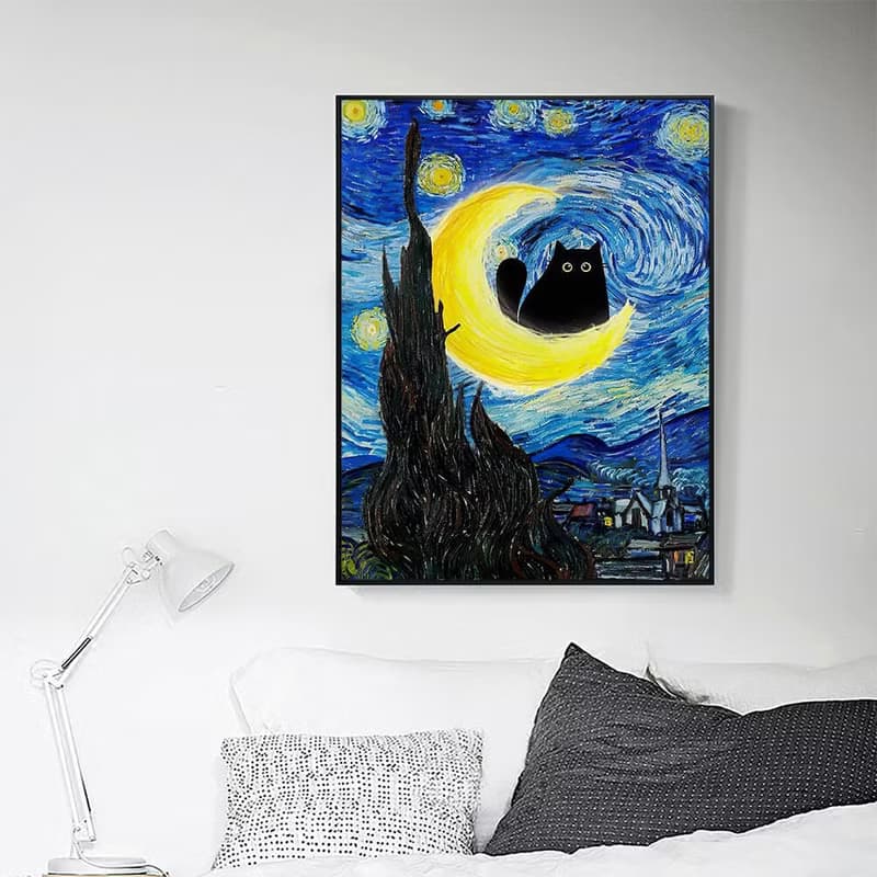 CAT‧星夜_掛畫_動物系列_台灣製造 兩個工作天快速出貨