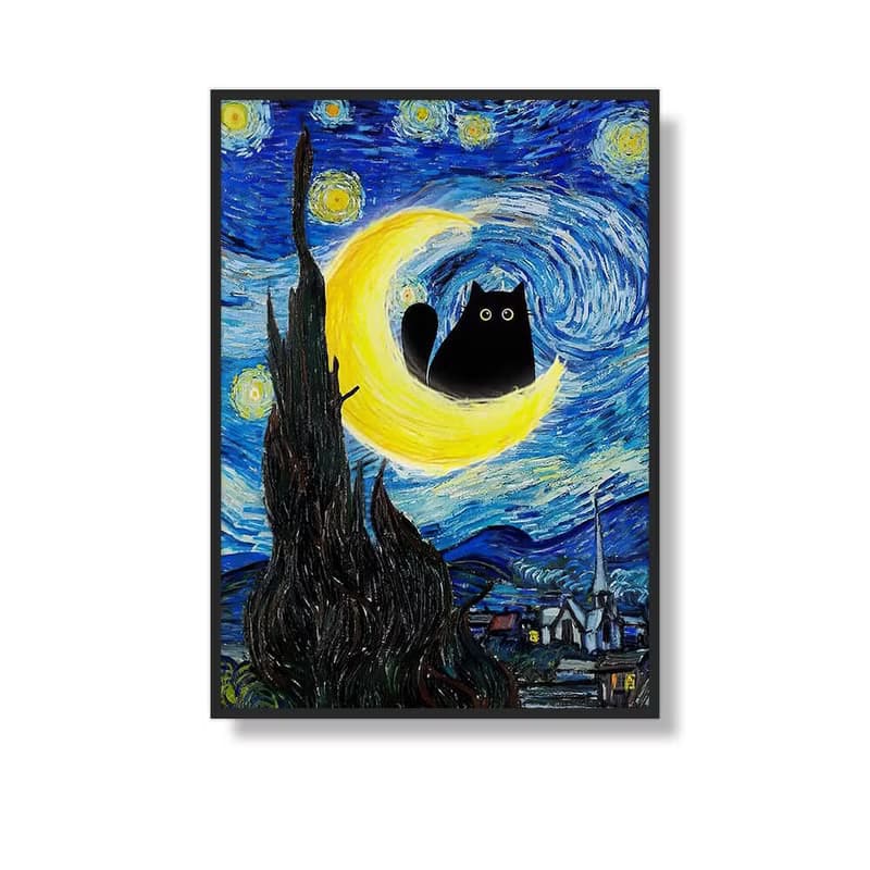 CAT‧星夜_掛畫_動物系列_台灣製造 兩個工作天快速出貨