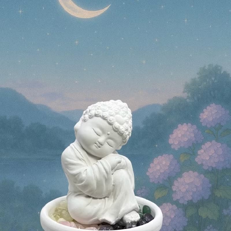 24H出貨 五行水晶礦石淨念吉祥小佛之大覺小盤套組 送5ML精油香氛