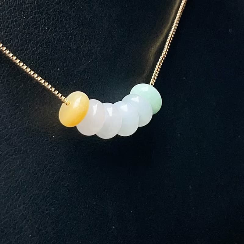 冰種多彩翡翠平安扣項鍊 | 天然緬甸玉翡翠A貨 | 送禮
