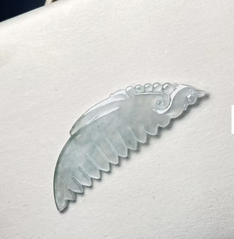 冰種翡翠鳳凰玉梳 | 天然緬甸玉A貨翡翠 | 送禮