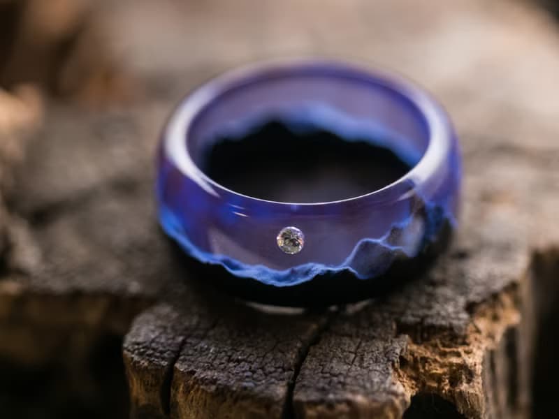 木製紫色雨環婦女在黑暗中發光手工製作的自然木材首飾