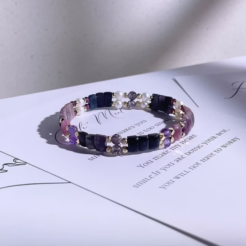 溫柔的註解|天然淡水珍珠|碧璽|紅石榴 |超七|水晶手鍊 A29-2