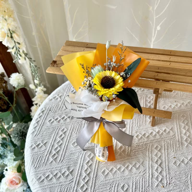 迷你心意款向日葵乾燥花束 畢業花束