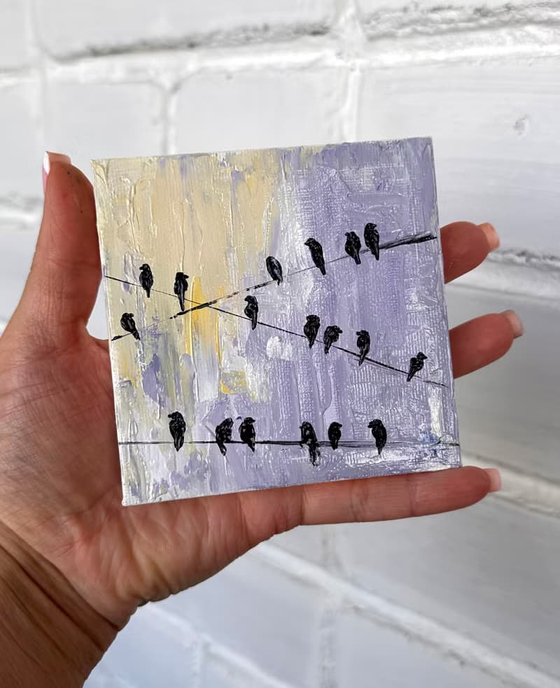 Abstract Birds on Wires Painting