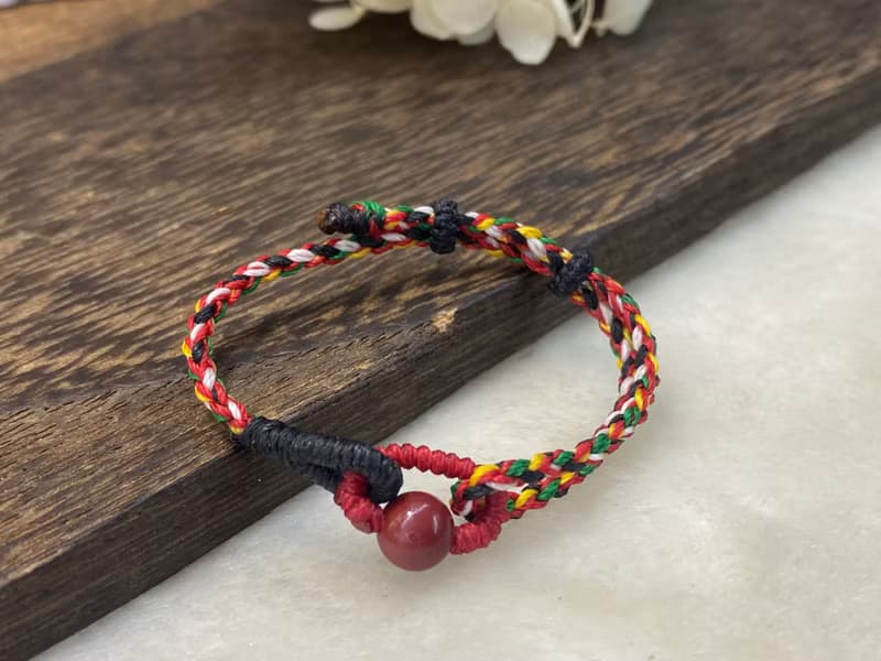 寶寶手鍊 硃砂五色線編繩手鍊 亦可做大人款  五行 避邪 開運 平