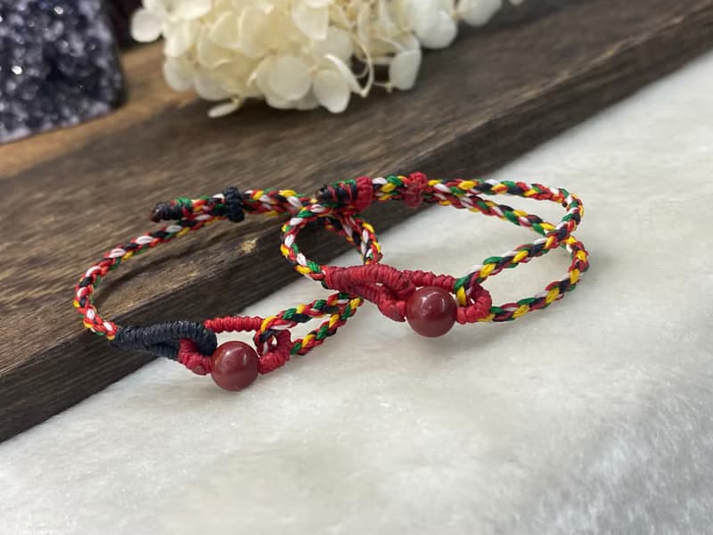 寶寶手鍊 硃砂五色線編繩手鍊 亦可做大人款  五行 避邪 開運 平