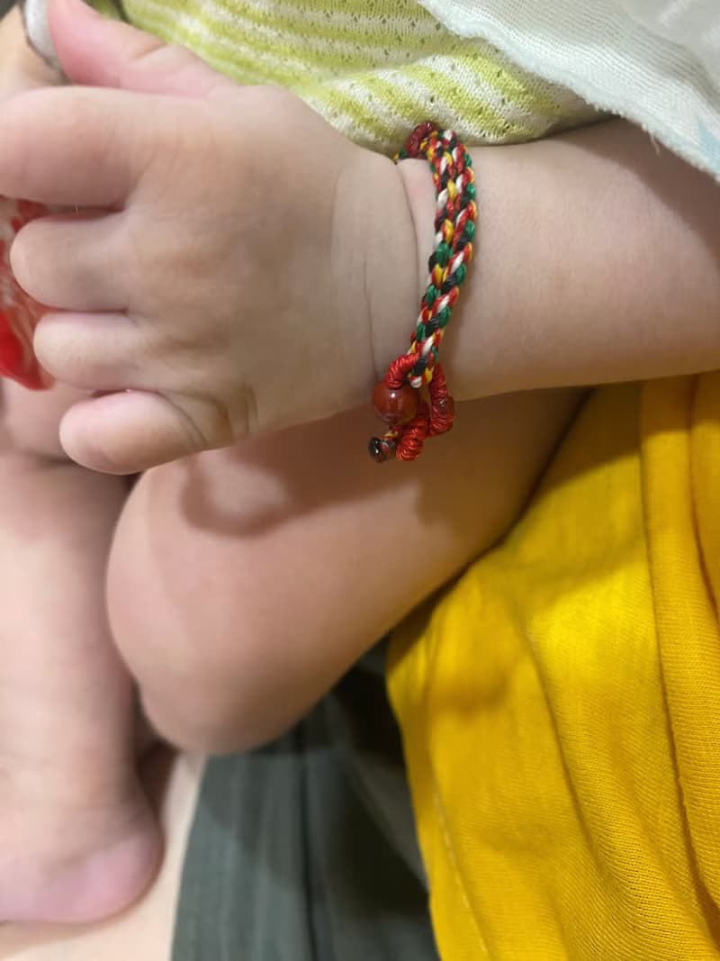 寶寶手鍊 硃砂五色線編繩手鍊 亦可做大人款  五行 避邪 開運 平