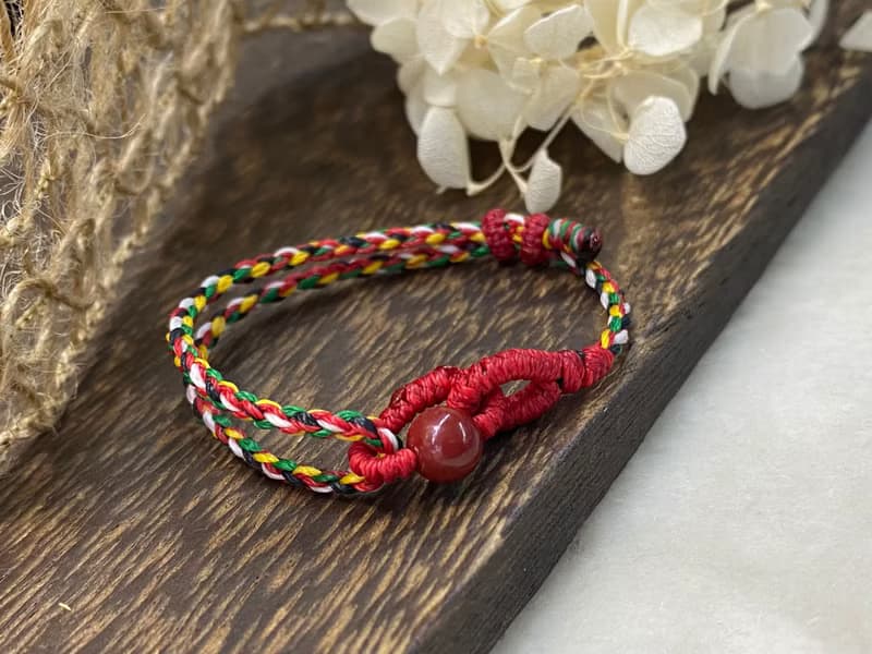 寶寶手鍊 硃砂五色線編繩手鍊 亦可做大人款  五行 避邪 開運 平