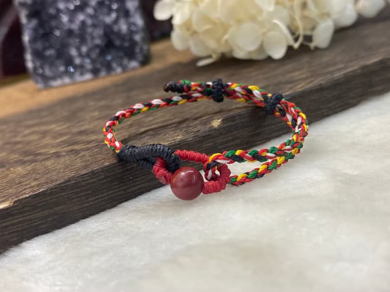 寶寶手鍊 硃砂五色線編繩手鍊 亦可做大人款  五行 避邪 開運 平