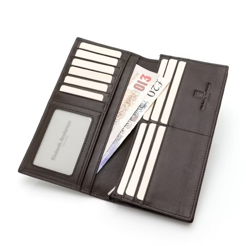 【金安德森】Owen 牛皮單窗翻蓋式長夾-巧克力棕