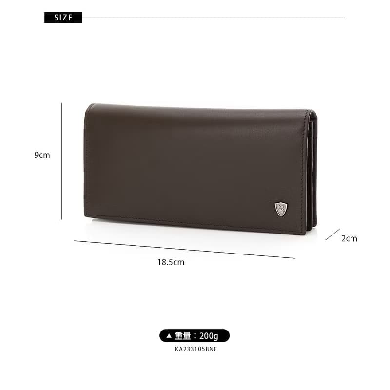 【金安德森】Owen 牛皮單窗翻蓋式長夾-巧克力棕