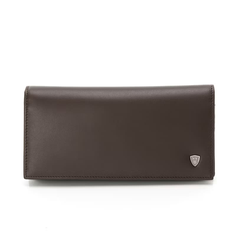 【金安德森】Owen 牛皮單窗翻蓋式長夾-巧克力棕
