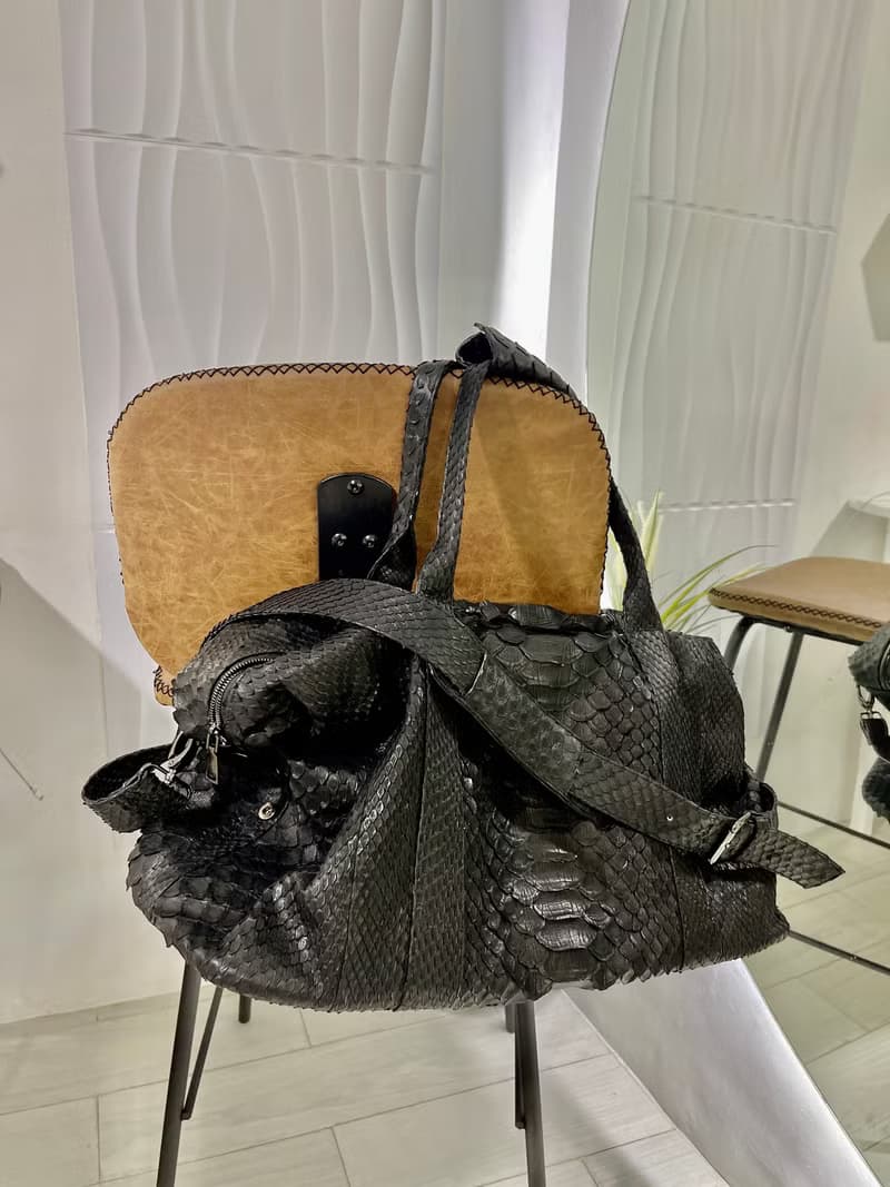 Snakeskin Weekender Duffle Bag Leather Weekender Bag Snakeskin Travel Bag