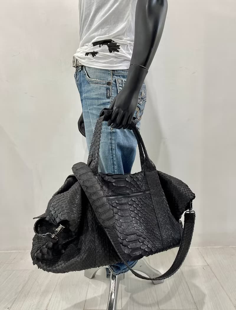 Snakeskin Weekender Duffle Bag Leather Weekender Bag Snakeskin Travel Bag