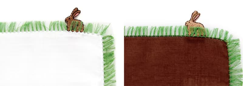 草むらうさぎ　ブラウン　ハンカチ　41×41cm　綿100%　日本製　ギフト