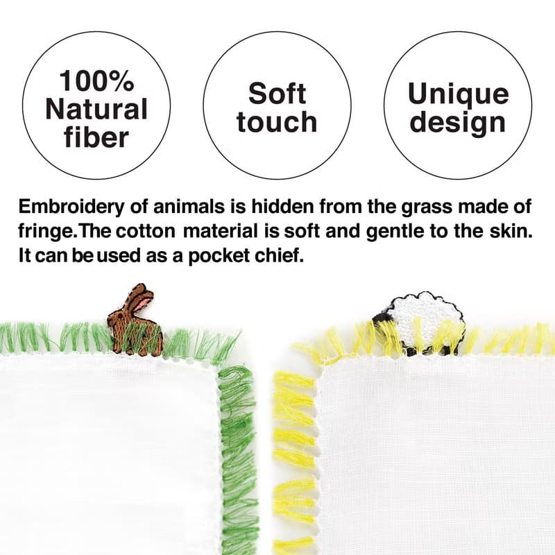 草むらうさぎ　ブラウン　ハンカチ　41×41cm　綿100%　日本製　ギフト