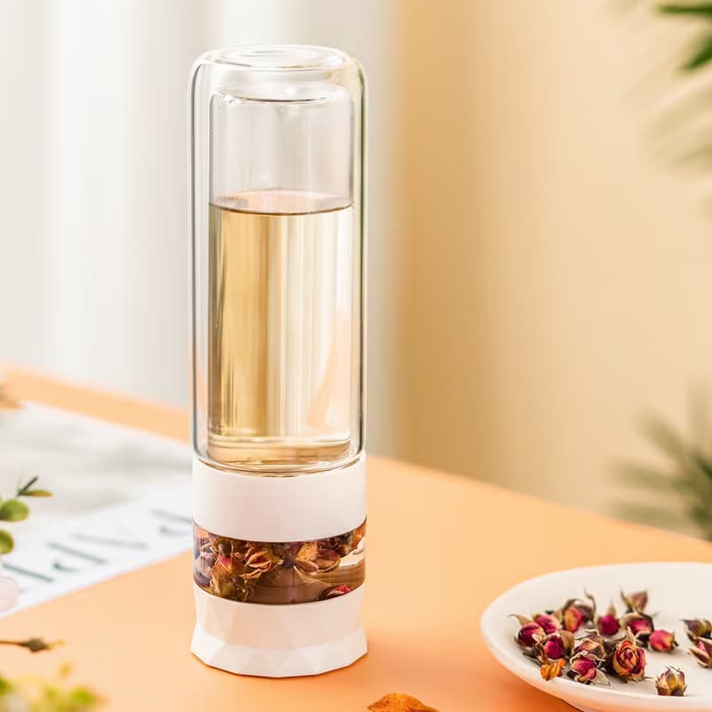 【生日禮物】雙層隔熱濾茶玻璃杯-280ml 文青 生日禮物 母親節禮