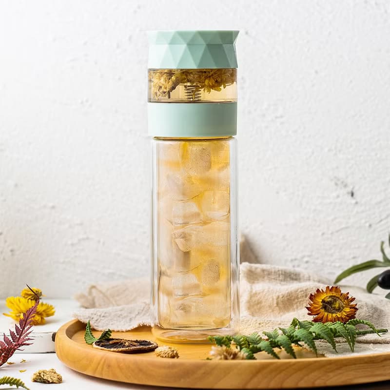 【生日禮物】雙層隔熱濾茶玻璃杯-280ml 文青 生日禮物 母親節禮