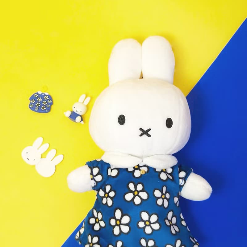 BON TON TOYS Miffy米菲兔填充玩偶-碎花洋裝 藍 24cm
