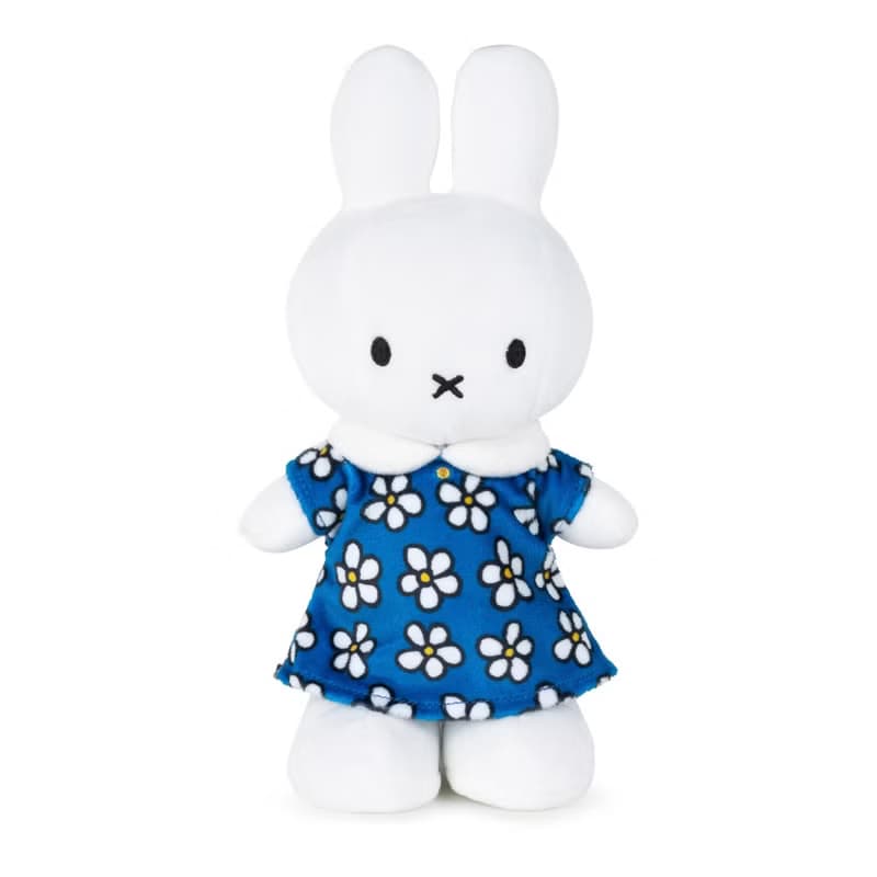 BON TON TOYS Miffy米菲兔填充玩偶-碎花洋裝 藍 24cm