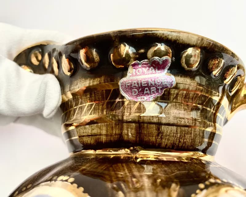 復古彩陶休伯特遺贈骨灰甕花瓶比利時 1960 年代
